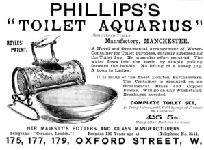 Advertisement for Phillips’s "Toilet Aquarius", 1890. Creator: Unknown.