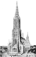 The Cathedral of Ulm, Würtemberg, now completed, 1890. Creator: Unknown.