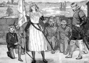 Sarah Bernhardt as Joan of Arc, at Her Majesty’s Theatre, 1890. Creator: P Naumann.