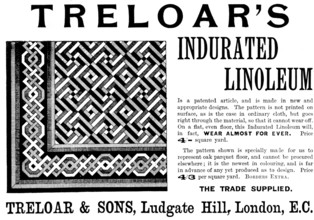 Advertisement for Treloar's Indurated Linoleum, 1895. Creator: Unknown.