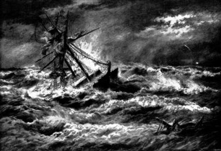 A Winter Gale on the Goodwins, 1895. Creator: George Meisenbach.