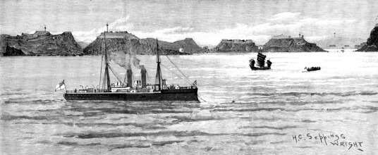 The War in Eastern Asia: approach to the Chinese naval arsenal at Port Arthur..., 1894, (1895). Creator: HC Seppings Wright.