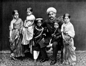 The late Maharajah of Mysore, G.C.S.I., and his family, 1895. Creator: George Meisenbach.