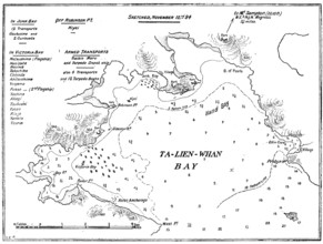 Plan of Ta-Lien-Whan Bay, captured by the Japanese on November 5, 1894, (1895). Creator: Carl Hentschel.