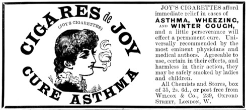 Advertisement for Joy's Cigarettes, 1895. Creator: Unknown.