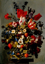 Still Life with Flowers on a Stone Pedestal, probably third quarter of the 17th century. Creator: Unknown.