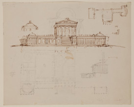 Elevation of Project for Ohio State House, c1838. Creator: Thomas Cole.