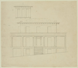 Front Elevation of Proposed Villa at Catskill, between 1840 and 1841. Creator: Thomas Cole.