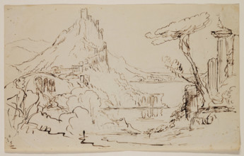 Sketch for an Allegorical or Architectural Fantasy, c1820-1848. Creator: Thomas Cole.