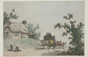 The Departure of the Coach, c1785. Creator: Circle of Thomas Rowlandson.