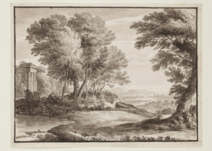 Landscape with a Classical Temple, after Claude, c1800s. Creator: Luigi Gasparini.