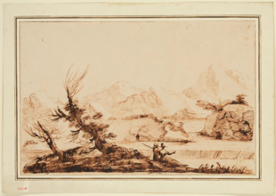 Mountainous Landscape with Figures, 18th century. Creator: Unknown.