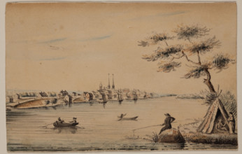 Detroit as Seen from the Canadian Shore in 1821, 1821. Creator: Alexander Macomb.