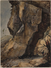 Mountain Scene with Crag and Soldiers, c1849. Creator: George Loring Brown.