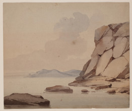 Rocky Cliffs at Water's Edge, c1820-1865. Creator: David Claypoole Johnston.