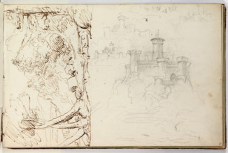 (Untitled, landscape and study of a castle), c1835. Creator: Thomas Cole.