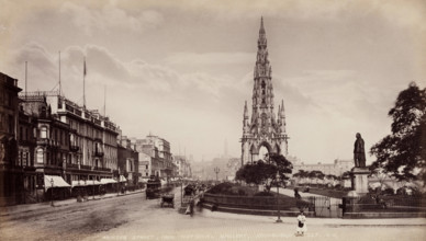 Princes Street from the National Gallery, Edinburgh, between 1870 and 1880. Creator: James Valentine.