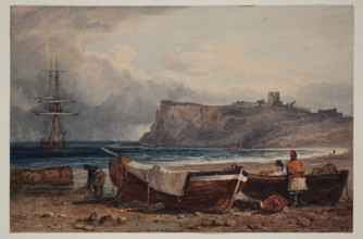 Beach Scene with Fishing Boats, between 1803 and 1852. Creator: Samuel Prout.
