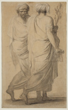 Two Standing Figures with Togas and Turbans, 19th century. Creator: Unknown.