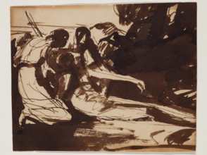 Erminia and Vafrino Ministering to the Wounded Tancred, c1776. Creator: George Romney.