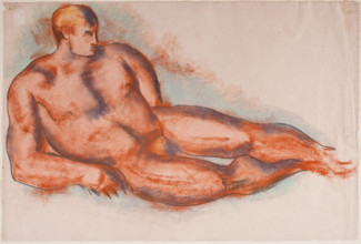 Seated Male Nude, 1923. Creator: Marsden Hartley.