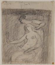 Woman with a Mirror Having Her Hair Combed, c1870-1896. Creator: Wyatt Eaton.