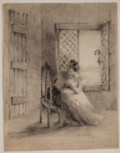Woman Seated by a Window, 19th century. Creator: Felix Octavius Carr Darley.