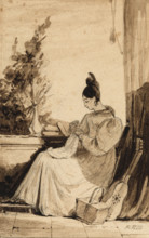 Woman Sewing, early 19th century. Creator: Richard Parkes Bonington.