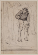 Man with Cane in a Wood, c1860-1895. Creator: Thomas Hovenden.