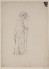 Old Woman with Cane, c1860-1895. Creator: Thomas Hovenden.