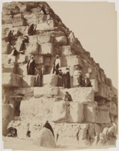 Posing for Pictures on the Great Pyramid at Giza, between 1860 and 1900. Creator: Zangaki.