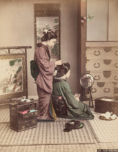 Hair Dressing: Interior with Two Women, c1885. Creator: Unknown.