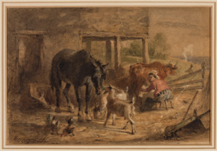 Farmyard, between 1842 and 1888. Creator: Felix Octavius Carr Darley.