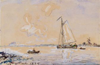 Boats on a River, 1885. Creator: Johan Barthold Jongkind.