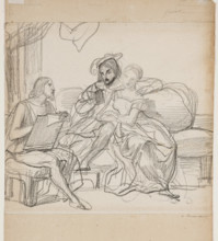 Leonardo da Vinci and Francis I, between 1800 and 1857. Creator: Achille Deveria.