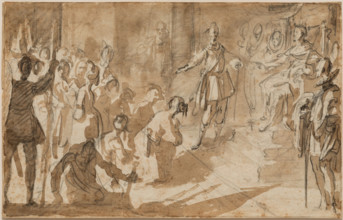 Admiral Inghirami Presenting Berber Prisoners to Ferdinand I of Tuscany, between 1615 and 1620. Creator: Jacques Callot.