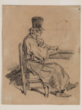 Old Man Seated at a Table, 19th century. Creator: Charles Emile Jacque.