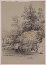 Rocks and Trees near the Water, 19th century. Creator: John William Casilear.