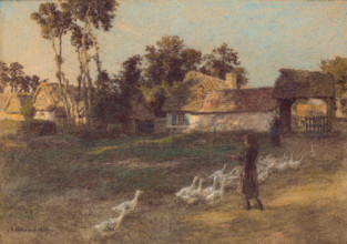 The Return of the Geese, 19th or early 20th century. Creator: Leon-Augustin Lhermitte.