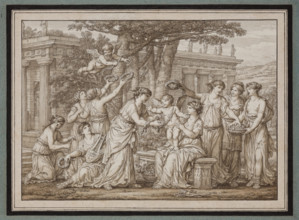 Nymphs Adorning Love with Flowers, 1796. Creator: Joseph-Marie Vien the Elder.