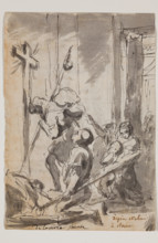 Pilgrims in Front of the Porta Santa at Saint Peter's, c.between 1752 and 1756. Creator: Augustin Pajou.