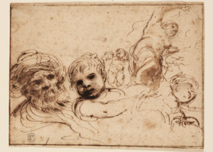 Studies for Heads and Figures, c1675. Creator: Domenico Maria Canuti.