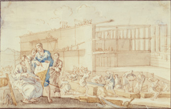 Ptolemy Supervising the Construction of a Building in Alexandria, between 1649 and 1712. Creator: Jan Luyken.