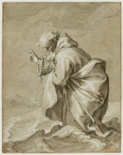 Saintly Hermit, Walking on Water, c1612. Creator: Abraham Bloemaert.