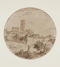 Landscape with a Walled City, between late 17th and early 18th century. Creator: Giovanni Francesco Grimaldi.