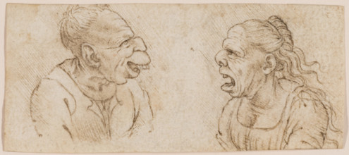 Two Grotesque Heads Facing Each Other in Profile, c1510. Creator: Francesco Melzi.