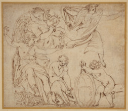 The Goddess Roma, the Wolf of Rome with the Infants Romulus and Remus...between 1538 and 1547. Creator: Perino del Vaga.