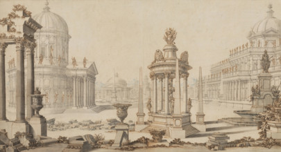 A Fantastic View of a City, between 1696 and 1757. Creator: Giuseppe Galli Bibiena.