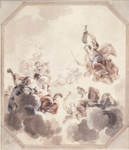 Apollo Enthroned with Minerva and the Muses, 1730. Creator: Jacob de Wit.