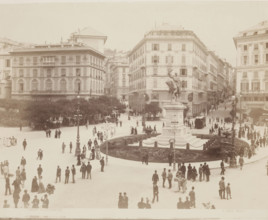 Piazza Corvetto, Genoa, mid-late 19th century.  Creator: Alfredo Noack.